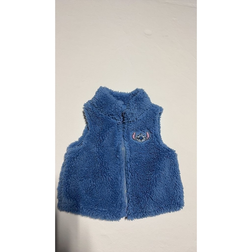Disney Jumping Beans Blue Sherpa Vest Stitch Embroidery 6M